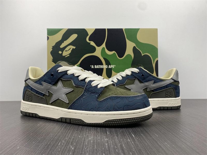 A Bathing Ape Bape SK8 Sta Army Green Dark Blue