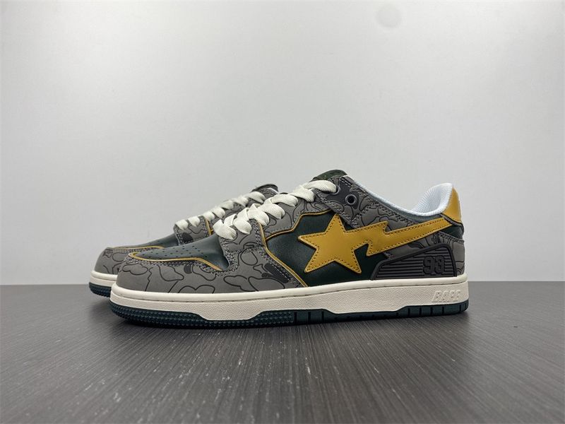 A Bathing Ape Bape SK8 Sta Grey Mustard Yellow
